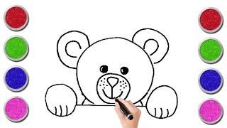 Teddy Bear 🧸 Easy Drawing, Panting & Colouring for Kids and Toddlers