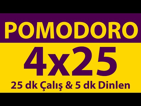 Pomodoro Tekniği | 4 x 25 Dakika | 25 dk Çalış & 5 dk Dinlen | Pomodoro Sayacı | Alarmlı | Müziksiz