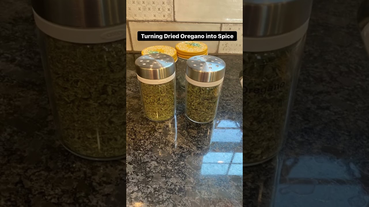 Turning the dried oregano into spice. Should last a year. 
