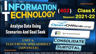 IT (402) for 10th | Unit-2 ELECTRONIC SPREADSHEET(Adv)  | Analyse Data Using Scenarios And Goal Seek