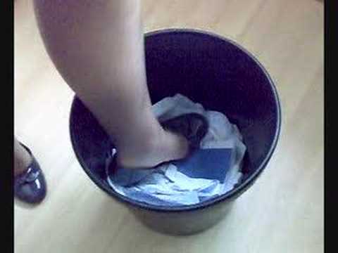 Crush stomp into paper bin with hidden citrus by FeraCrush @faelisfera