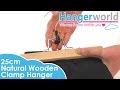 HANGERWORLD - Natural Wooden Clamp Hanger - 25cm HANGERWORLD - Natural Wooden Clamp Hanger - 25cm