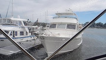 Twin engines, bow thruster, wind on port beam  Cruisers 455 Yorktown, VA