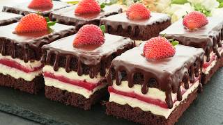 Quick chocolate cake recipe! Wonderfully tender, juicy strawberry chocolate cake.