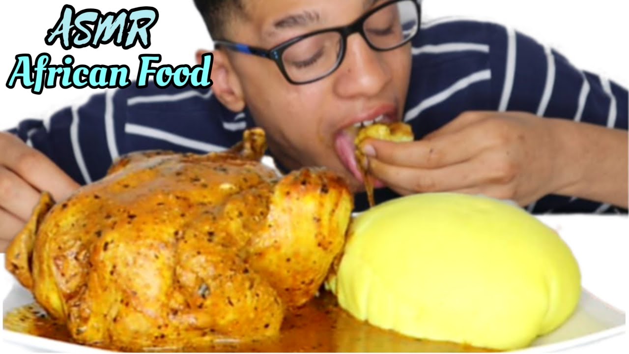 Full Chicken With Ogbono Soup And Fufu Eating Challenge | Eating Show | Asmr African Food Mukbang
