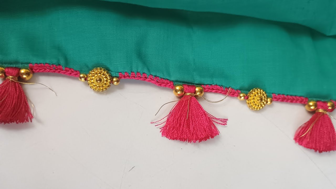 Simple and unique saree kuchu design/simple beads puchhu design /saree kuchu design in Telugu