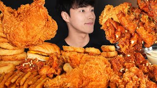 ASMR MUKBANG FRIED CHICKEN & CHEESEBURGER & FRENCH FRIES & ONION RINGS