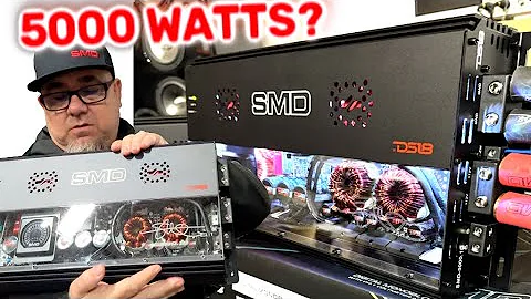 The new SMD 5000.1D monoblock car audio amp with clear top & LED lights rated 5,000 Watts