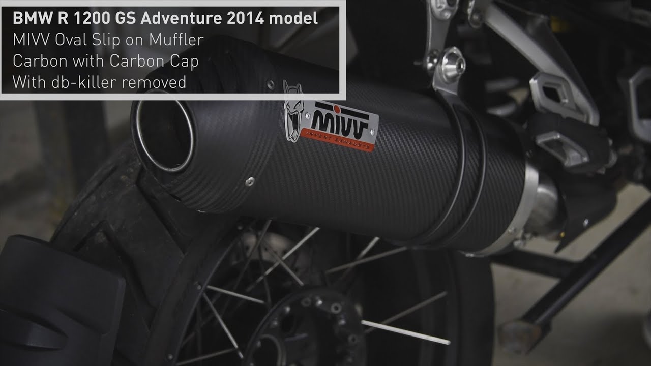 Custom fitting MIVV oval slip on muffler of BMW R 1200 GS Adventure 2014 (With db-killer installed)