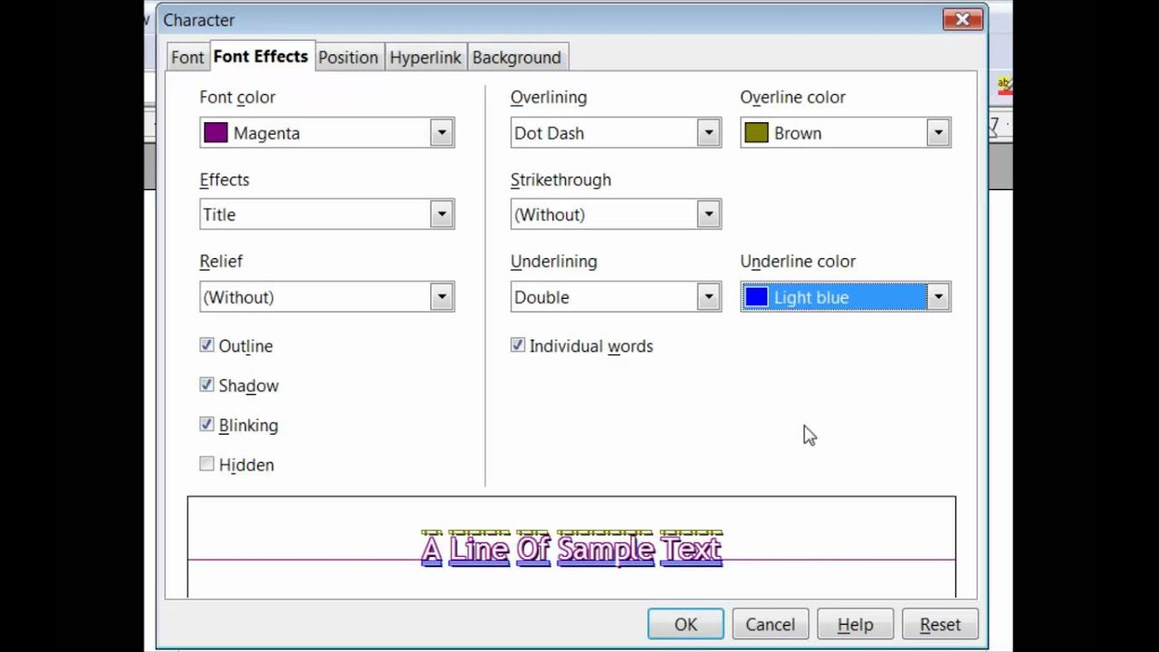Using the Writer Format Character dialog box 2012 - YouTube