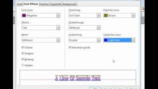 Using the Writer Format Character dialog box 2012