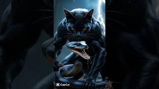 Black Cat vs. Snake  #cat #yellowcat #funny #kidcat #cute #ytcat