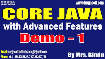 CORE JAVA with Advanced Features tutorials || Demo - 1 || by Mrs. Bindu On 28-07-2025 @8PM IST