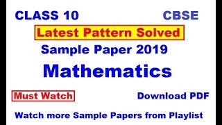 CLASS 10 MATHS BOARD PAPER 2019 | Solution of Sample Paper by Apex Coaching Center