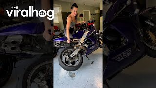 Woman Loses Grip On Her Motorcycle || ViralHog