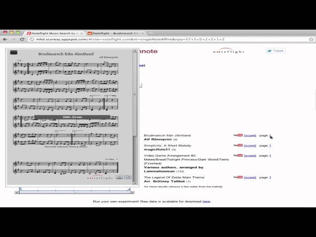 Query-By-Notation with Noteflight and PeachNote