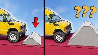 Vehicles passing Increasing Trapezoidal Bumps in BeamNG.drive