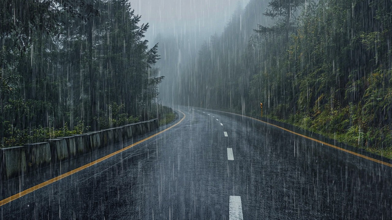 The Secret to Deep Sleep Tonight with Heavy Rain and Thunder on an Empty Road