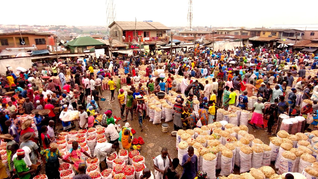 Lagos Nigeria 4k - Market Life in Biggest and Insanely busy African Raw Food Market - Chapter 2