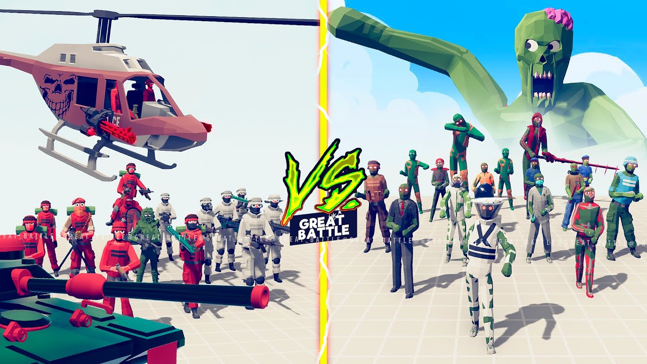 ZOMBIE TEAM vs MODERN MILITARY TEAM  - Totally Accurate Battle Simulator TABS