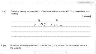 Q1c) hex to denary (AQA Computer Science June 2015 revision)