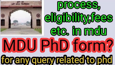 MDU PhD form, eligibility,fees related information (@poonamjooncommerceclasses