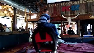 8-4-17 CJ riding the bull at Cowboy Jack's in Minneapolis