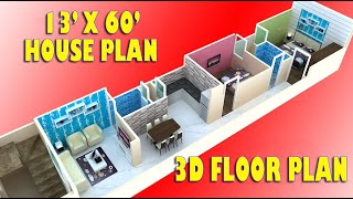 13x60 3D Interior Plan | 13x60 House Plan  | 13x60 Plot ka Naksha | 13x60 Makan ka Naksha | 13x60