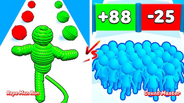 Rope Man Run VS Count Master 🎯🌀 Max Level Gameplay Walkthrough Android iOS Update H6P1