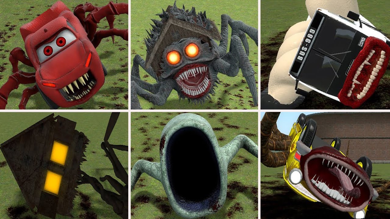 HOUSE HEAD, HOUSEHEAD BUS EATER, SEA EATER VS ALL TREVOR HENDERSON EVERY DEATH POSITION In GMOD!