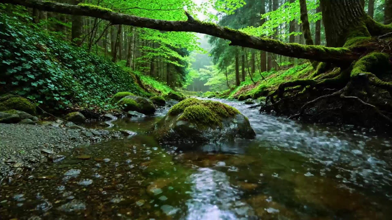 Calming Forest Ambience 🌿 River Flowing Birds Chirping in Hidden Forest Ambience for Rest Medicine