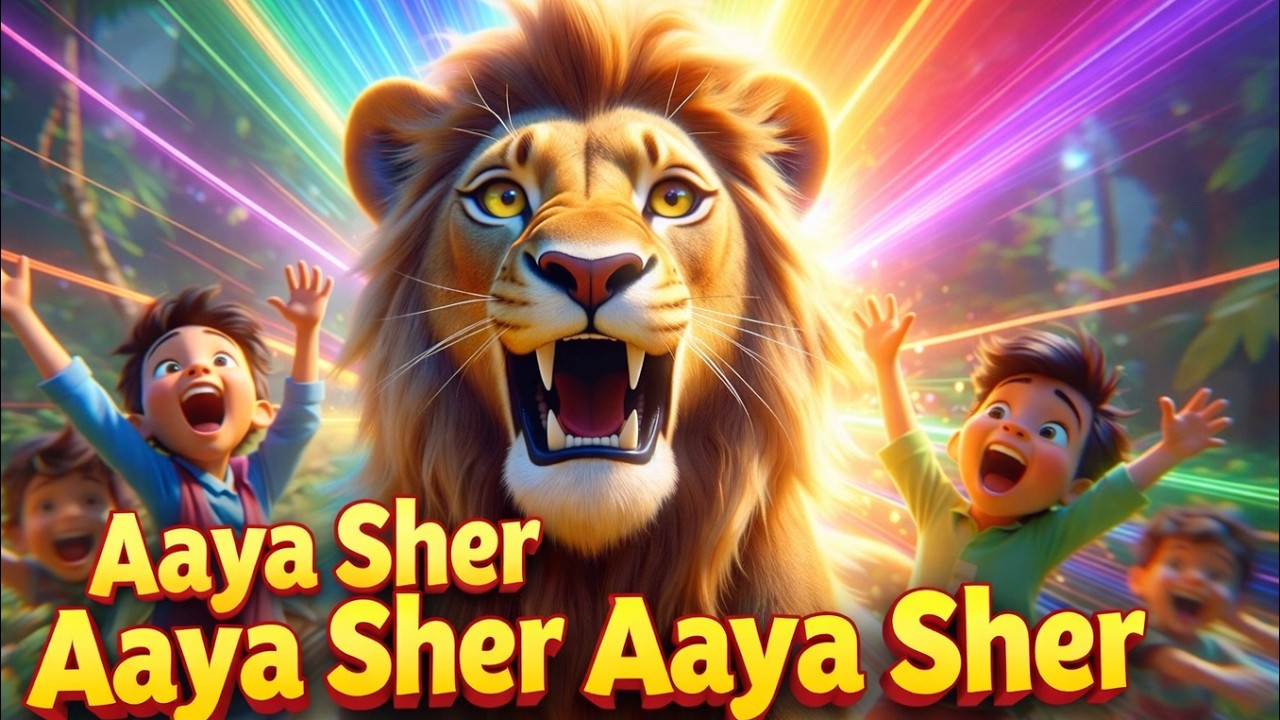आया शेर आया शेर🦁 | Aaya Sher Aaya Sher | Hindi Kids Song |3D Lion Animation.#kidssong #kindergarten