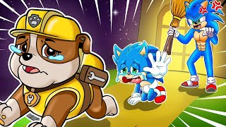 RUBBLE rescues SONIC family | Paw Patrol Ultimate Rescue | Sonic The Hedgehog 2 Animation