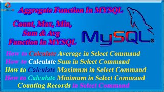 #mysql #sql mysql aggregate function example count, avg, sum, max, min