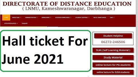 DDE LNMU june 2021 Admit card Download | Lnmu Admit Card Download June 2021 | LNMU DISTANCE Mode