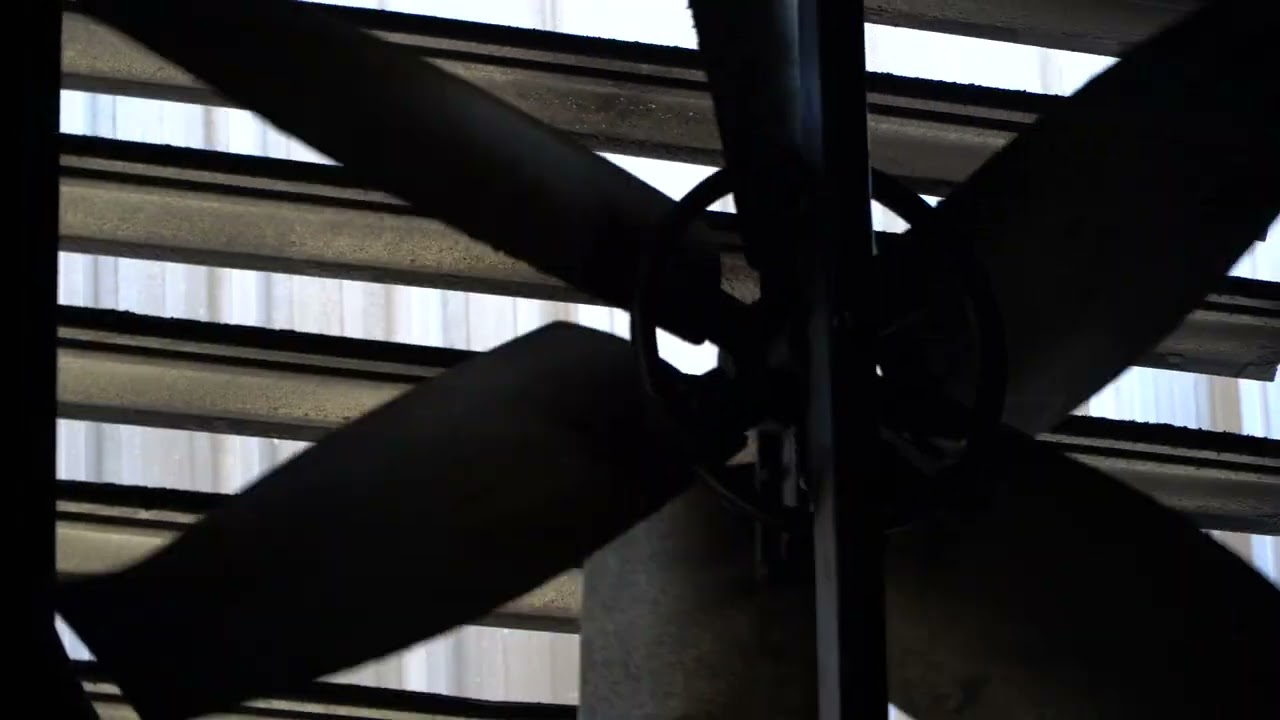 | Big industrial fan in factory or building for ventilation | 