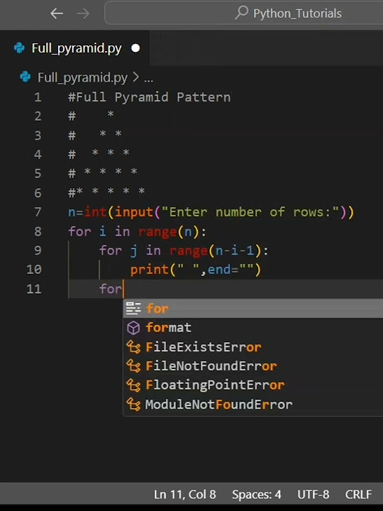 Python program to print full pyramid of stars pattern. | Python ...