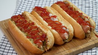Hot Dog Recipe, 3 ways to make Hotdog Sandwich. EASY!!!!