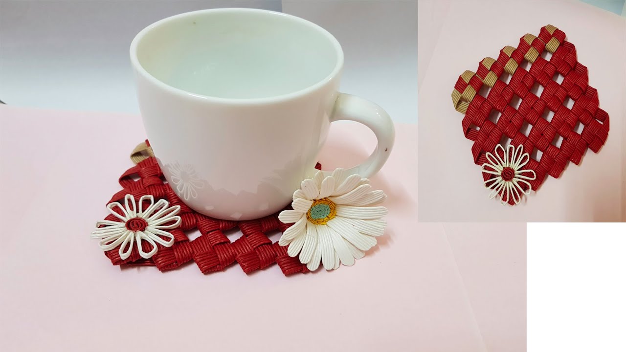 クラフトバンドで 花結びのコースターの作り方 Coaster Made With Craft Band Youtube