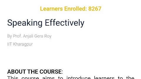 SPEAKING EFFECTIVELY || NPTEL 2023 ASSIGNMENT 1