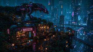 Night Beneath the Neon Guardian | Cyberpunk Ambience for Late Night Study & Relaxation | 4K screenshot 5