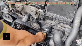 How To Replace Mercedes-benz W211 E200 Kompressor Engine Fan Belt. #mercedes #fanbelt #kompressor