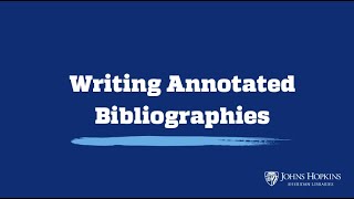 Writing Annotated Bibliographies
