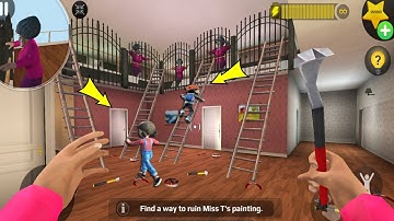 Scary Teacher 3D - troll Miss T many trap and ladders (Mod menu) gameplay part 5255 #scaryteacher3d