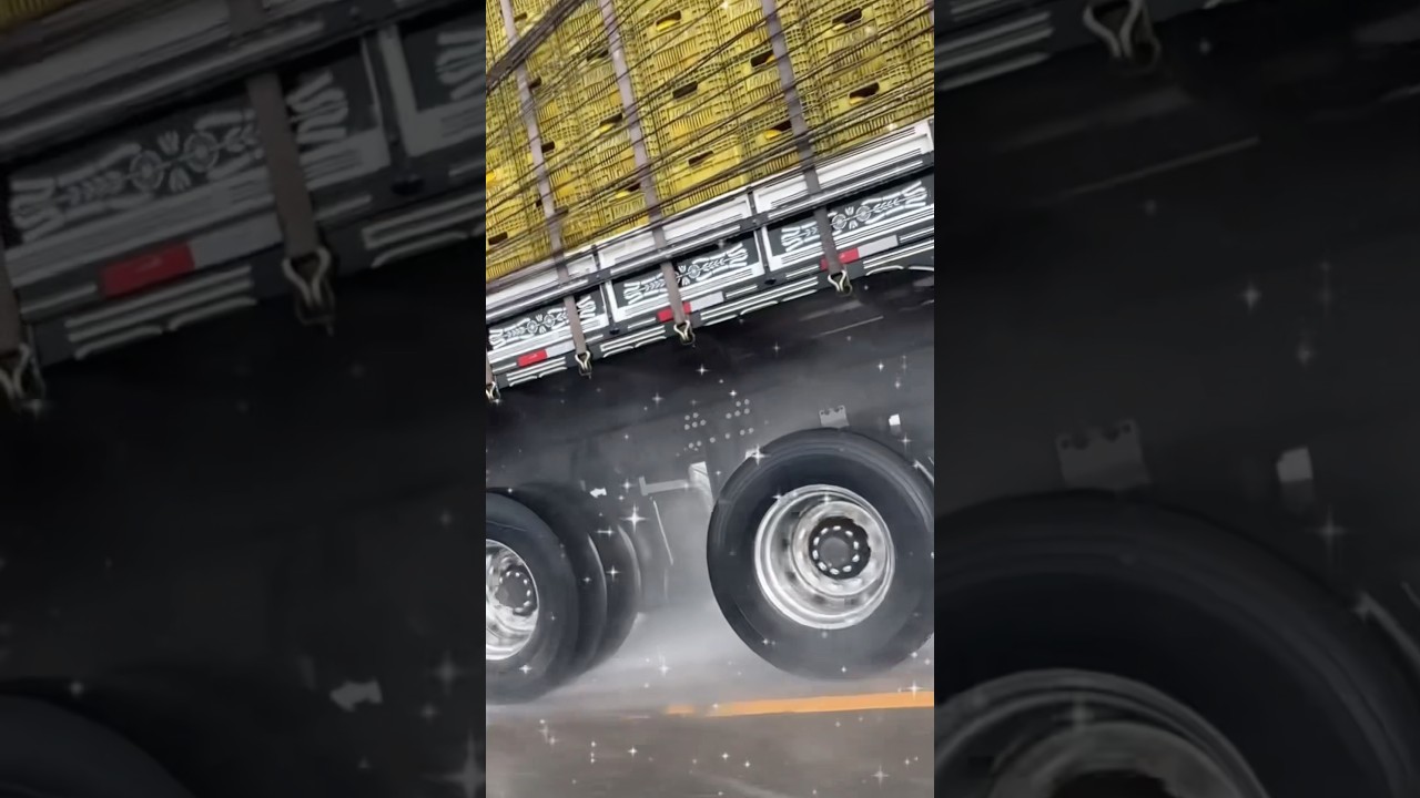 Fearless truck on wet rainy road