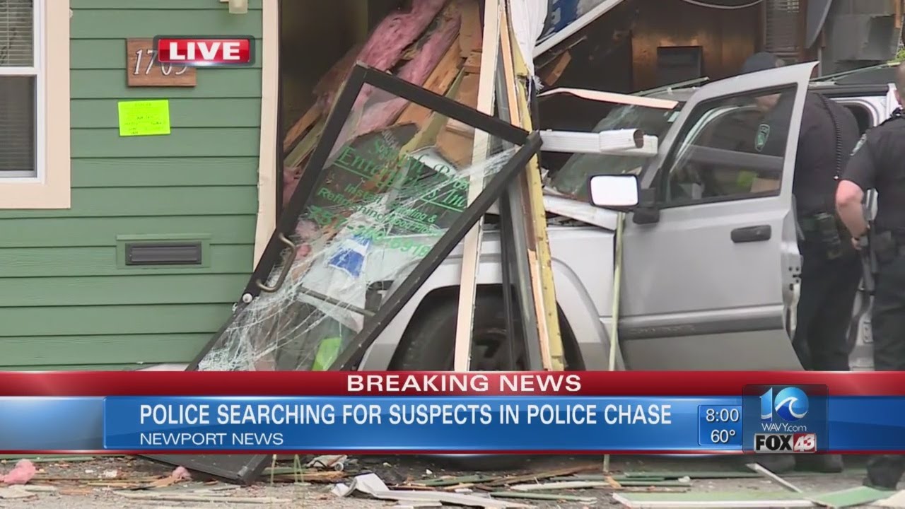 Police chase ends in crash in Newport News - YouTube