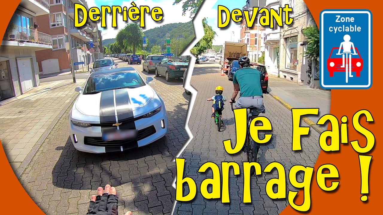 Ce cycliste s'interpose entre un 