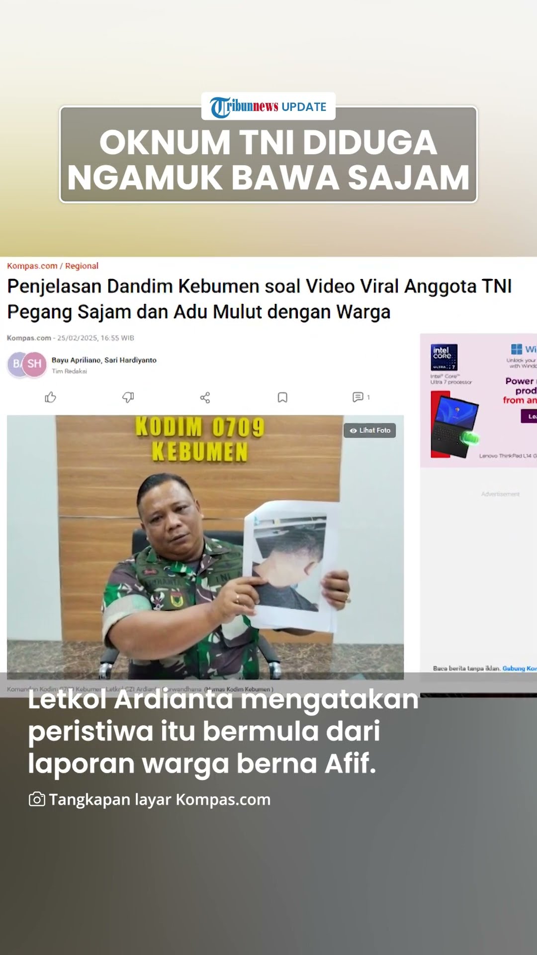 Viral Video Oknum TNI Bawa Sajam Ribut Adu Mulut dengan Warga Kebumen, Dandim Bantah Keras