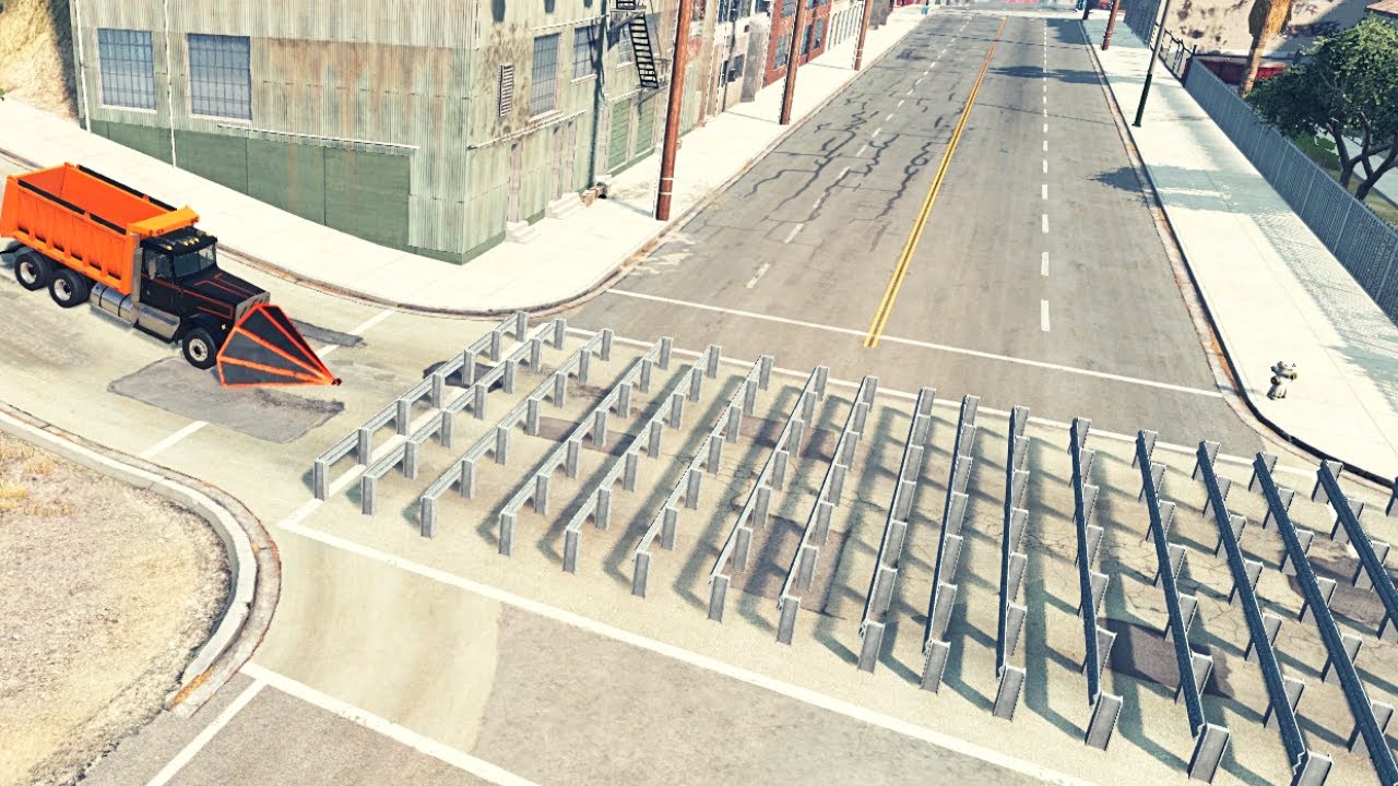 Cars vs Numerous Guardrails 1 BeamNG.Drive YouTube