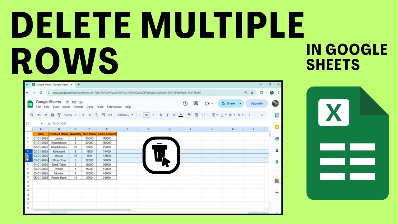 How To Delete Multiple Rows In Google Sheets - YouTube